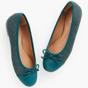 Talbots Blair Cap Toe Ballet Flats Herringbone Teal Spruced Up 10